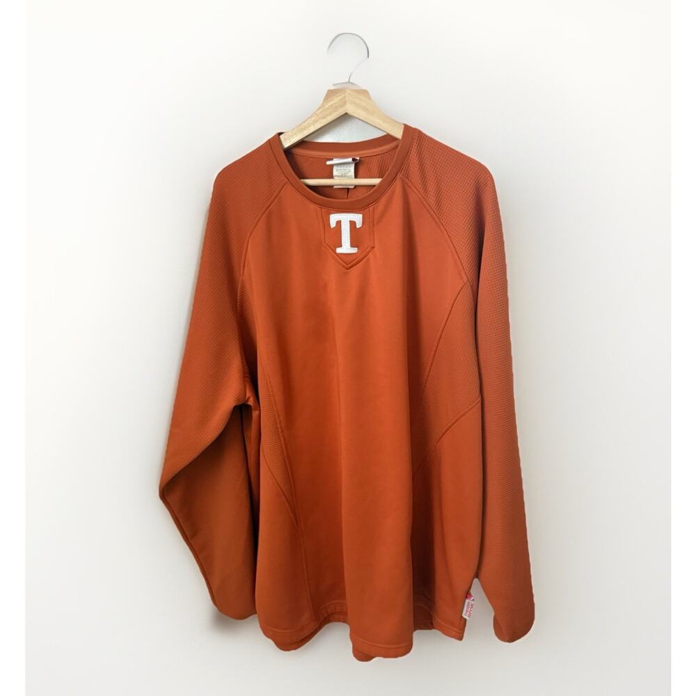 Vtg Majestic Tennessee Thermal Waffle Knit Fleece Sweatshirt Orange Sports 3XL